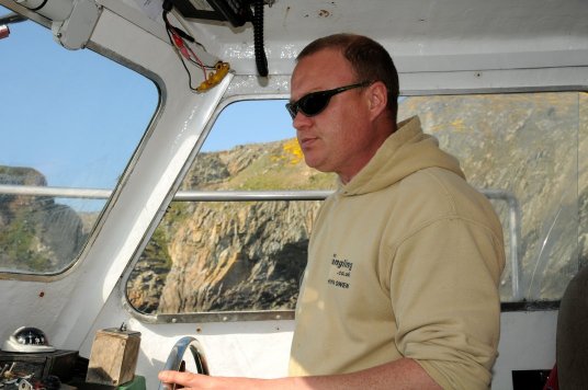 Gethyn Owen at helm Gethyn Owen at helm
